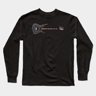 Pixel Black Speckled 7-String Head Guitar Long Sleeve T-Shirt